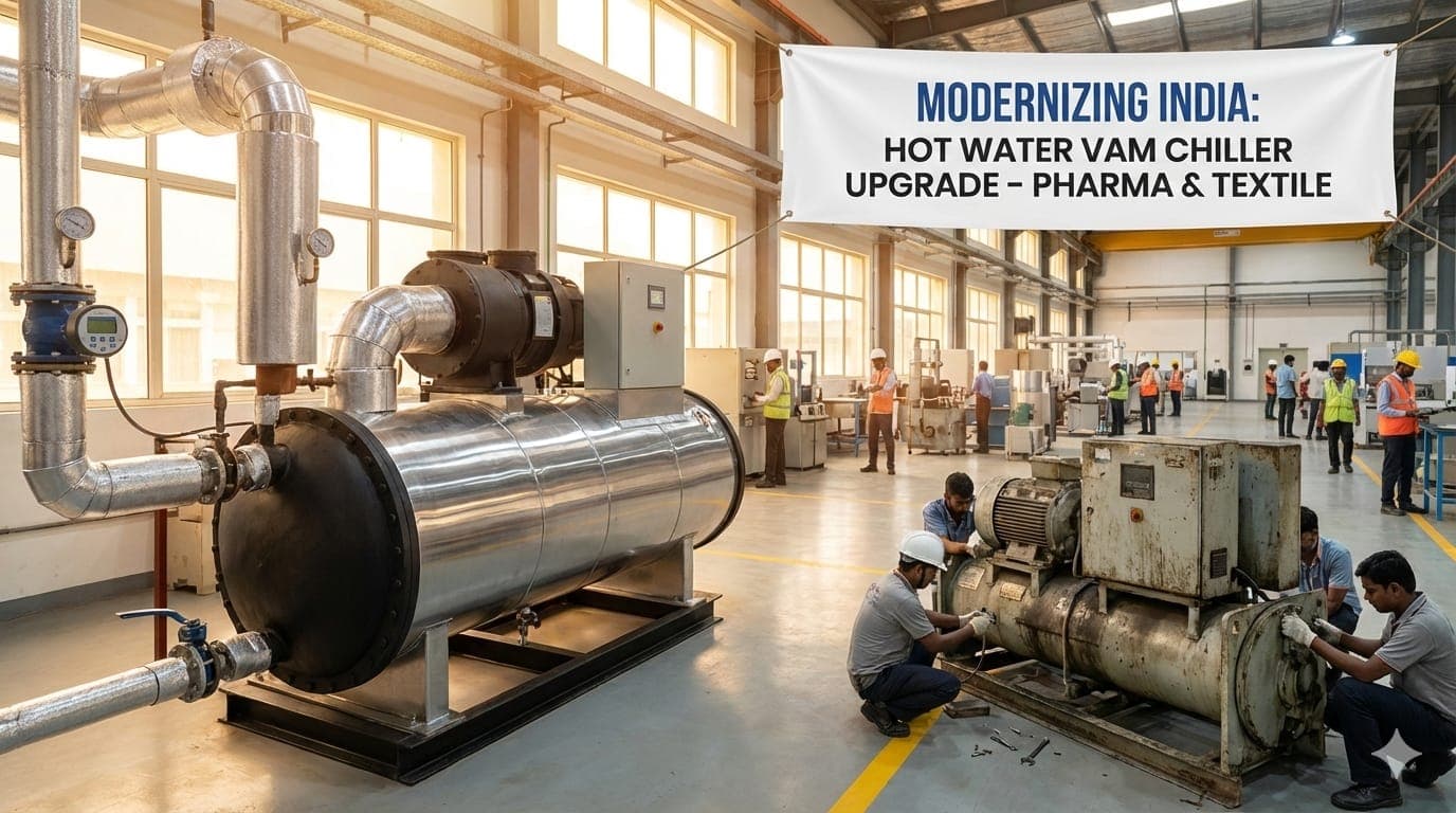 Why Indian Pharma & Textile Units Are Switching from Electric to Hot Water VAM Chillers